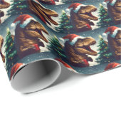 Kerstmis T-Rex 1 Cadeaupapier (Rol Hoek)