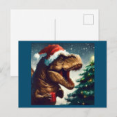 Kerstmis T-Rex 1 Feestdagenkaart (Voorkant / Achterkant)