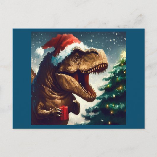 Kerstmis T-Rex 1 Feestdagenkaart (Voorkant)