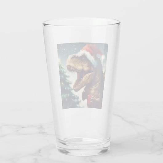 Kerstmis T-Rex 1 Glas (Achterkant)