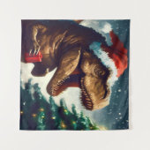 Kerstmis T-Rex 1 Wandkleed (Voorkant (horizontaal))