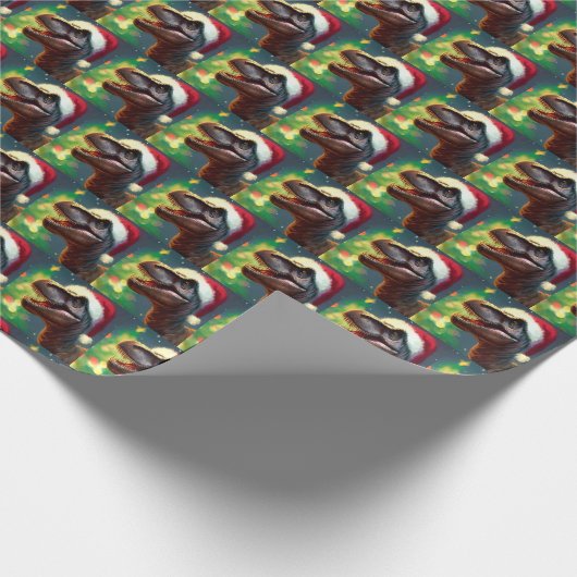 Kerstmis T-Rex 2 Cadeaupapier (Hoek)