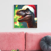 Kerstmis T-Rex 2 Canvas Afdruk (Insitu (Woonkamer))