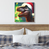 Kerstmis T-Rex 2 Canvas Afdruk (Insitu (Slaapkamer))