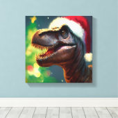 Kerstmis T-Rex 2 Canvas Afdruk (Insitu (Houten vloer))