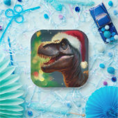 Kerstmis T-Rex 2 Papieren Bordje (Feest)