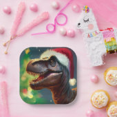 Kerstmis T-Rex 2 Papieren Bordje (Feest)