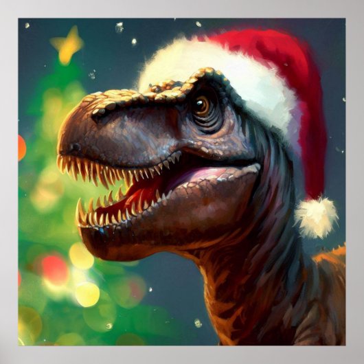 Kerstmis T-Rex 2 Poster (Voorkant)