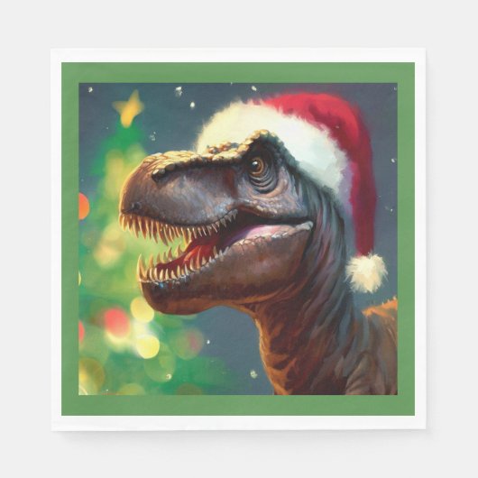 Kerstmis T-Rex 2 Servet (Voorkant)