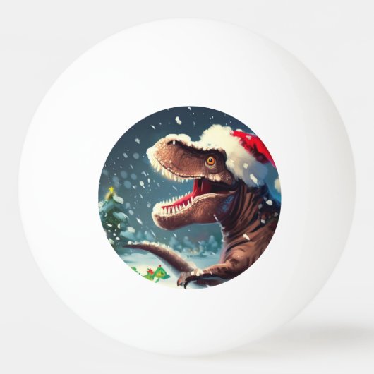 Kerstmis T-Rex (3) Pingpongbal (Voorkant)