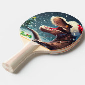 Kerstmis T-Rex (3) Tafeltennisbatje (Voorkant Gekanteld)