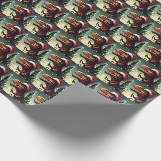Kerstmis T-Rex 4 Cadeaupapier (Hoek)