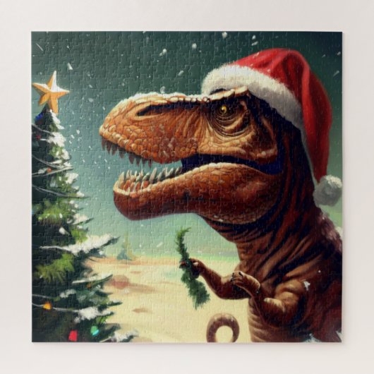 Kerstmis T-Rex (4) Legpuzzel (Verticaal)