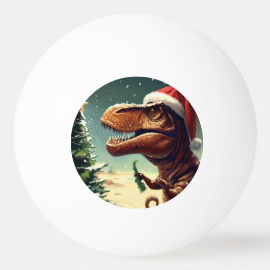Kerstmis T-Rex (4) Pingpongbal (Voorkant)