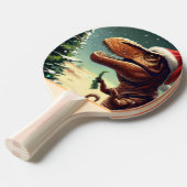 Kerstmis T-Rex (4) Tafeltennisbatje (Voorkant Gekanteld)