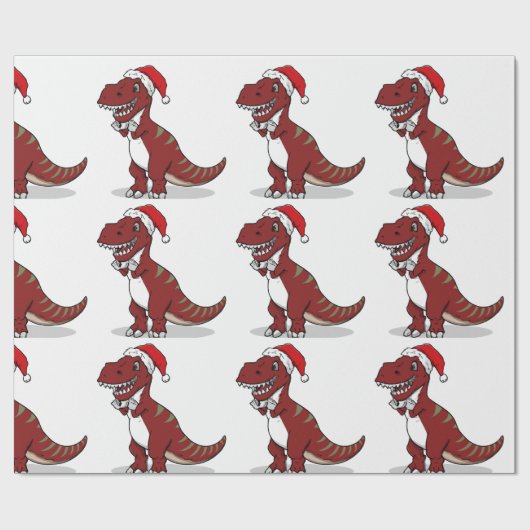 Kerstmis T-Rex Cadeaupapier (Vlak)