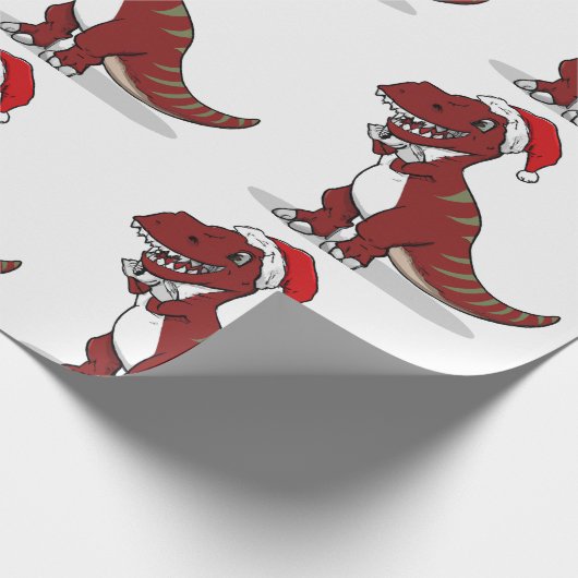 Kerstmis T-Rex Cadeaupapier (Hoek)