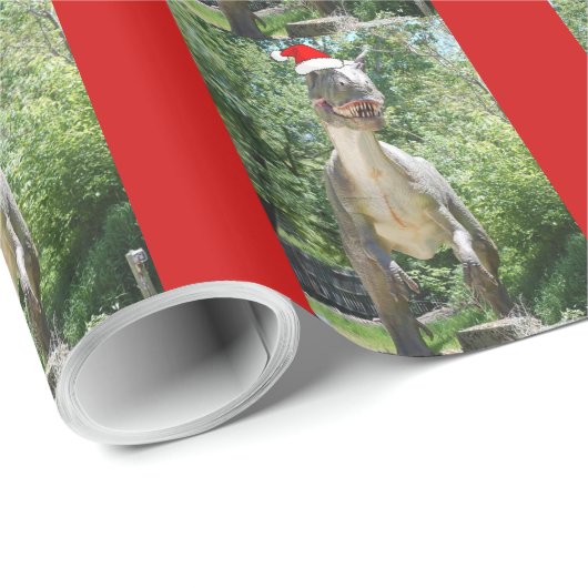 Kerstmis T-Rex Dinosaur Cadeaupapier (Rol Hoek)