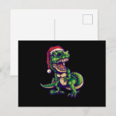 Kerstmis T-rex Dinosaur | Dinosaur Ontwerp Briefkaart (Voorkant / Achterkant)