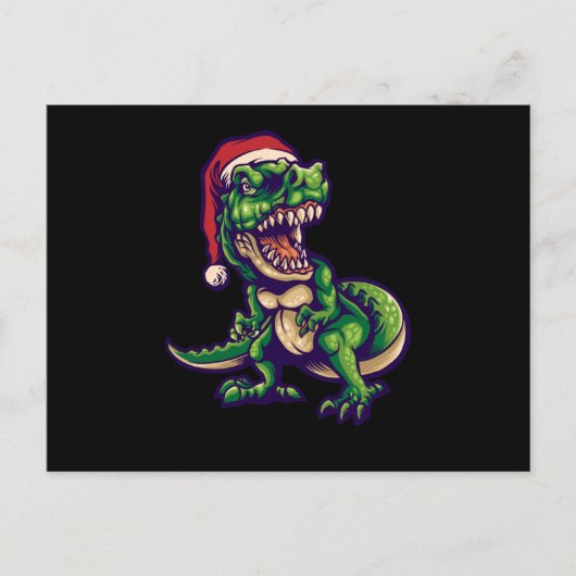 Kerstmis T-rex Dinosaur | Dinosaur Ontwerp Briefkaart (Voorkant)