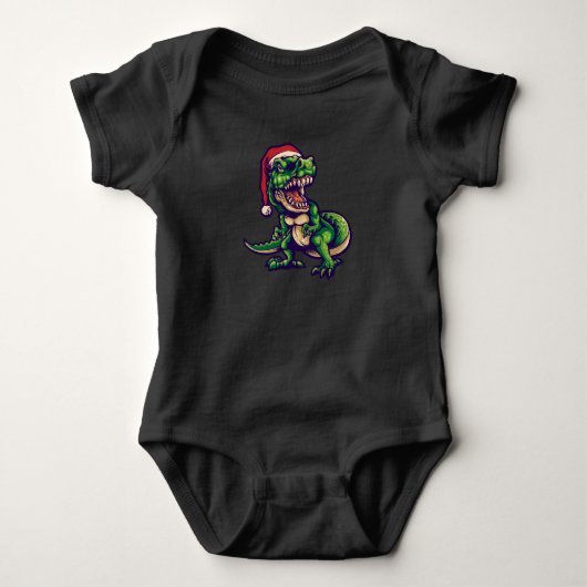 Kerstmis T-rex Dinosaur | Dinosaur Ontwerp Romper (Voorkant)