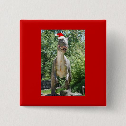 Kerstmis T-Rex Dinosaur Vierkante Button 5,1 Cm (Voorkant)