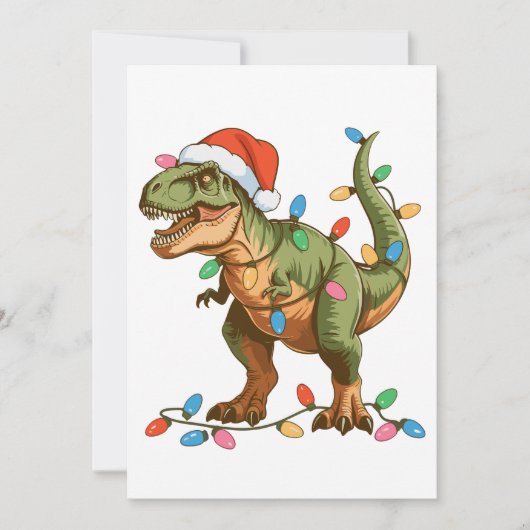 Kerstmis T Rex Dinosaur Xmas Dino Tyrannosaurus Feestdagenkaart (Voorkant)