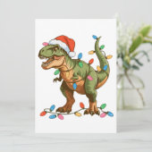 Kerstmis T Rex Dinosaur Xmas Dino Tyrannosaurus Feestdagenkaart (Staand voorkant)