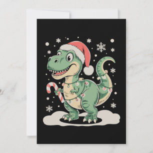 Kerstmis T Rex Dinosaurus Kerstmuts Vakantie Feestdagenkaart