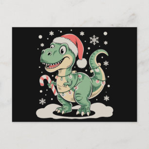 Kerstmis T Rex Dinosaurus Kerstmuts Vakantie Feestdagenkaart