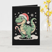Kerstmis T Rex Dinosaurus Kerstmuts Vakantie Kaart (Gele Bloem)