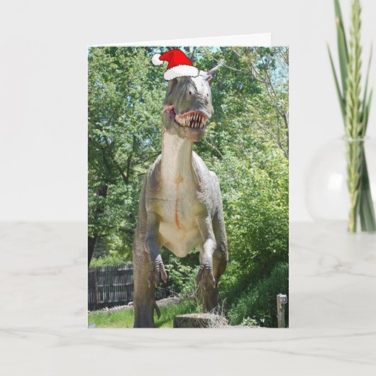Kerstmis T-Rex Feestdagen Kaart (Voorkant)