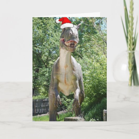 Kerstmis T-Rex Feestdagen Kaart (Voorkant)