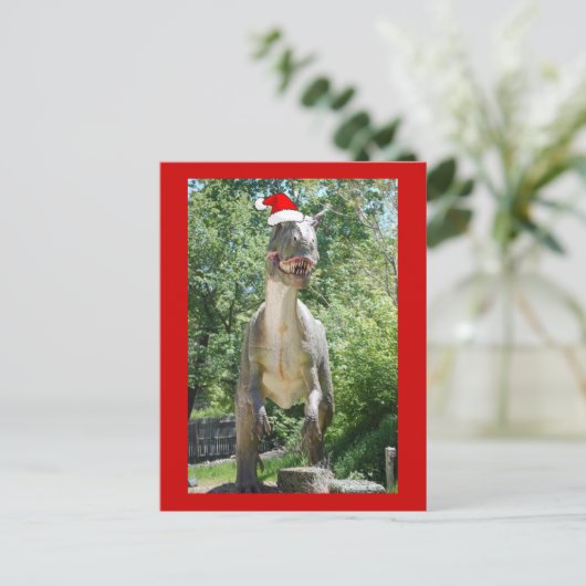 Kerstmis T-Rex Feestdagenkaart (Staand voorkant)