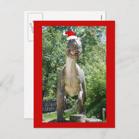 Kerstmis T-Rex Feestdagenkaart (Voorkant / Achterkant)