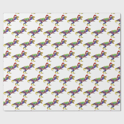 Kerstmis T Rex Festive Dinosaur Cadeaupapier (Vlak)