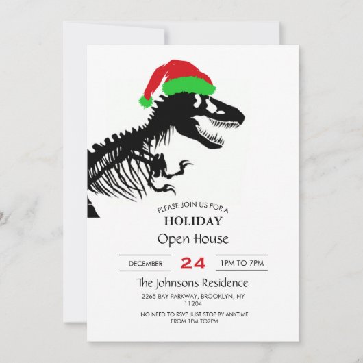 Kerstmis T-Rex Kaart (Voorkant)