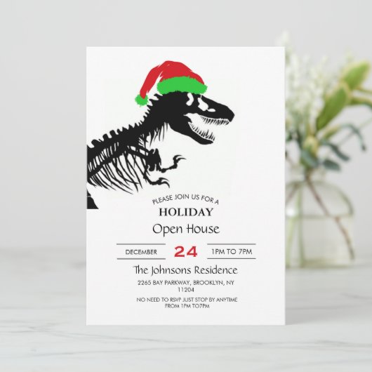 Kerstmis T-Rex Kaart (Staand voorkant)