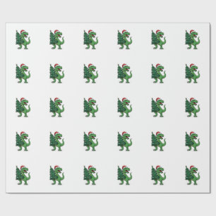 Kerstmis T-Rex met Kerstboom Cadeaupapier