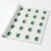 Kerstmis T-Rex met Kerstboom Cadeaupapier (Uitgerold)