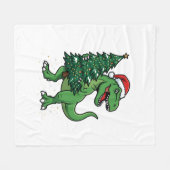 Kerstmis T-Rex met Kerstboom Fleece Deken (Voorkant (Horizontaal))