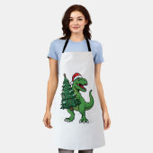 Kerstmis T-Rex met Kerstboom Schort (Gedragen)