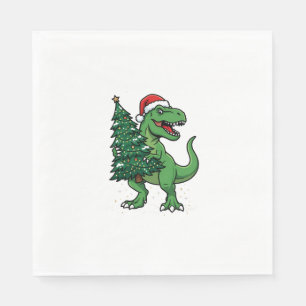Kerstmis T-Rex met Kerstboom Servet