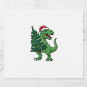 Kerstmis T-Rex met Kerstboom Sparkling Wijnetiket (Enkel label)