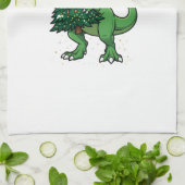 Kerstmis T-Rex met Kerstboom Theedoek (Gevouwen)
