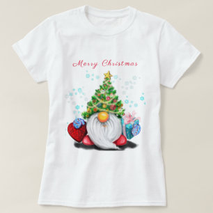 Kerstmis T-Shirt Gelukkige Gnome met Gift