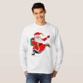 Kerstmis T-Shirt Kerstman met Gift (Voorkant volledig)