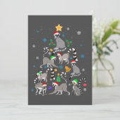Kerstmis T-shirt Lemur Kerstboom Kerstmis Feestdagenkaart (Staand voorkant)