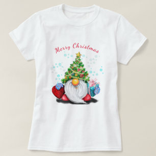 Kerstmis T-Shirt met Gelukkige Gnome met Gifts