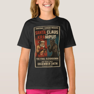 Kerstmis T-shirt met Sinterklaas vs Krampus Gevech